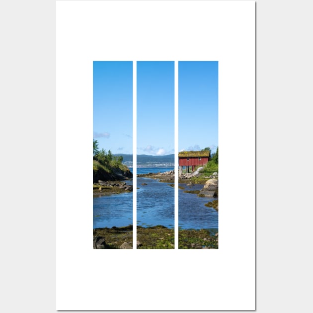 Wonderful landscapes in Norway. Nordland. Beautiful scenery of red houses on the coast of the Skjerstad Fjord (vertical) Wall Art by fabbroni-art